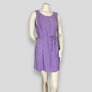 Vintage 90s Babydoll Dress Floral Purple Sleeveless Tie Waist Mini Rayon Boho - Picture 1 of 9