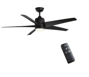 MENA 54 in MATTE BLACK CEILING FAN W/ REMOTE Color Changing LED Indoor Outdoor