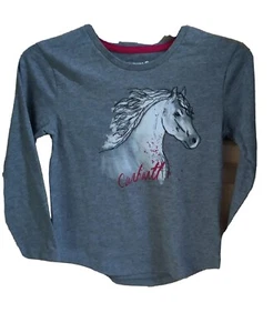 Camisa Carhartt Mangas Largas Gris Niñas Talla 2T Con Caballo - Imagen 1 de 3