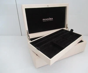 PANDORA Large 2 Tier Jewellery Box Blush Pink Genuine LEATHER Limited Edition - Picture 1 of 10