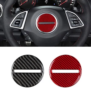 Carbon Fiber Red Steering Wheel Cover Trim Sticker For Chevy Camaro 2017-24 2018 - Picture 1 of 5