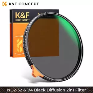 K&F concept 2 in 1 regolabile ND2-32 & 1/4 filtro nero nebbia filtro morbido fotocamera - Foto 1 di 9