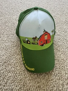 New Without Tags John Deere Green Youth Toddler Farm Picture Baseball Hat - Picture 1 of 5