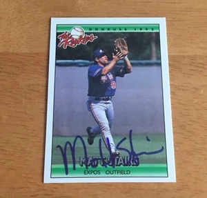 Tarjeta de béisbol Donruss The Rookies 1992 autógrafo firmado por Matt Stairs Expos - Imagen 1 de 2