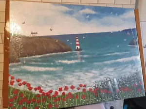 Jo Grundy The Lighthouse At Poppy Bay - 60 x 80cm - Canvas - New - Picture 1 of 3
