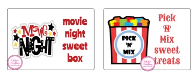 Personalised Movie Night Pick N Mix Large Stickers Birthday Party Bag Sweet Cone - Image 1 of 4