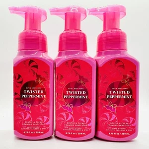 3/BATH & BODY WORKS TWISTED PEPPERMINT GENTLE & CLEAN FOAMING HAND SOAP 8.75 Oz - Picture 1 of 3