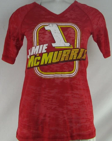 Jamie McMurray Nascar G-III Women's Red V-Neck Short Sleeve Shirt Cover