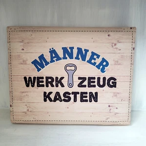 Gilde Sitzpolster "Männer Werkzeug . ." Blau Weiß Aufsatz f. Getränke/Bierkiste - Bild 1 von 2