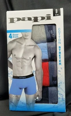 Calzoncillos boxer Papi 4 algodón elástico S gris azul rojo azul marino, ajuste moderno ¡ENVÍO GRATUITO! Foto 1 de 4