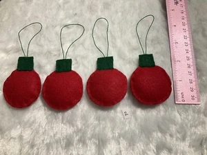 4 Felt Christmas Tree Hanging Ornaments HANDMADE, Red, Green - Picture 1 of 6