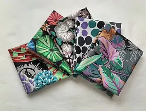5 Fat Quarters - Green Kaffe Fassett FQ 18 x 22 Cotton Quilting Fabric Ver. 2 - Picture 1 of 4