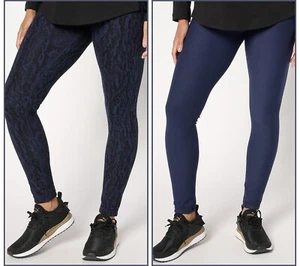 Women With Control Petite Reversible Leggings - Navy (Sz PM) A663650 - - Picture 1 of 6