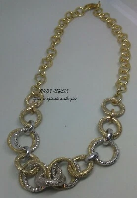 collana donna in alluminio color argento ed oro - Immagine 1 di 2