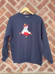 VTG Peanut Butter & Jelly Dog Westie Terrier Scottish Sweatshirt Womens L Blue - Picture 1 of 8