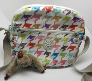 Kipling Crossbody Sara Jane Bag With Gorilla Monkey Pink Purple Green Blue Print - Picture 1 of 17