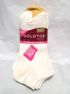 7 pares de calcetines acanalados ligeros de corte bajo con puntera dorada blanca para mujer 6-9 zapatos - Imagen 1 de 6