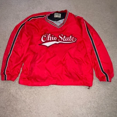 Ohio State Steve & Barry's 夹克男式 XL 红色 OSU 套衫衬里风衣 — 第 1/4 张图片