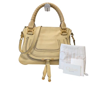 Chloe Marcie Hand Shoulder Bag Leather Cream Authentic - Picture 1 of 23