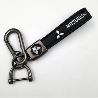 For Mitsubishi Luxury Leather Keychain Keyring Logo Car Key Ring - Image 1 of 4