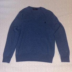 Polo Ralph Lauren Herren blau Medium italienisches Garn Wolle Strick V-Ausschnitt Pullover - Bild 1 von 4