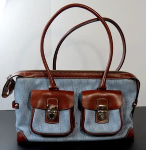 Dooney and Bourke Light Denim Blue Double Pocket Tote Hand Bag - Picture 1 of 8