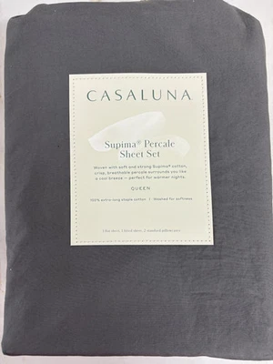 Casaluna Queen Supima Percale Sheet Set, New