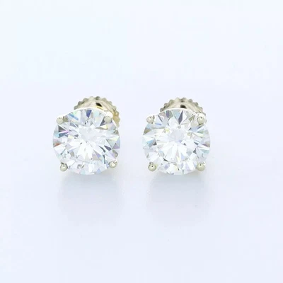 Aretes clásicos de oro blanco macizo de 14 quilates de 4,51 quilates redondos de diamantes naturales G SI1 Foto 1 de 4