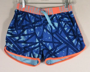 Under Armour Girls Loose Athletic Shorts Mid Rise Elastic Waist Size YL Blue - Picture 1 of 8
