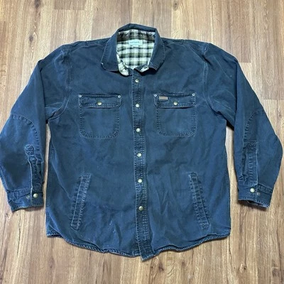 CARHARTT Shirt Jacket Plaid Flannel Lined Black Men's Large 100590 001 - Image 1 of 4
