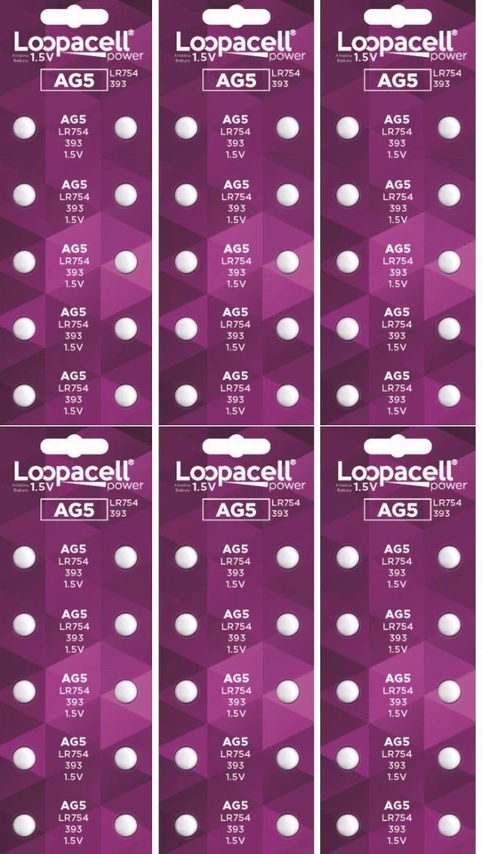 60 pilas de botón AG5, batería de botón alcalina, 1,5 V de LOOPACELL Foto 1 de 1