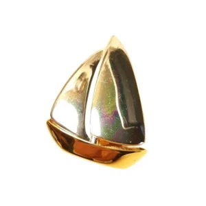 Broche prendedor velero vintage plateado dorado broche náutico retro - Imagen 1 de 5
