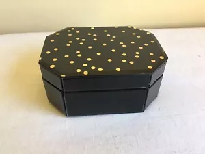 Cynthia Rowley New York Scatola Gioielli Coperto Oro Nero A Pot Esagono Vetro - Foto 1 di 9