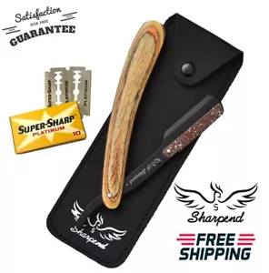 Professional Barber Hair Shaving Razor Straight Edge Folding Knife + 10 Blades - Picture 1 of 5