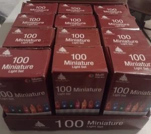 Lot of 12-100 Mini Christmas Lights, 1200 Total Multi-Color Lights  w White Wire - Picture 1 of 1