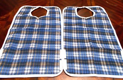 Pack de 2 baberos impermeables para adultos Crumb Catcher lavables y reutilizables nuevos ajustables  Foto 1 de 4