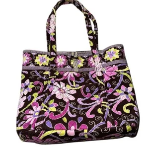 Vera Bradley Handtasche Beuteltasche Lila Blumen Preppy Freizeit Damen - Bild 1 von 12