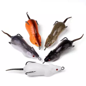 5PC Rat Lure Mouse Top Water Fishing Lure Bass Crankbait Colorful Soft Mice Bait - Picture 1 of 14