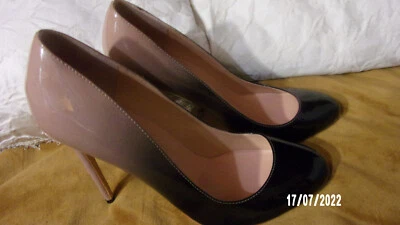 Zapatos de salón de tacón alto de aguja de 2 tonos charol sin marca talla EU 42 US-10 L@@K! Foto 1 de 4