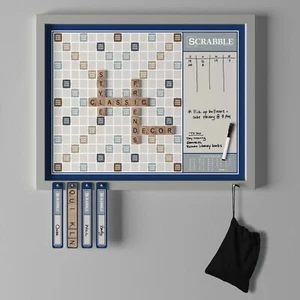 Scrabble Deluxe 2 in 1 Wall Edition with Framed Dry Erase Message Note Board New - Picture 1 of 3