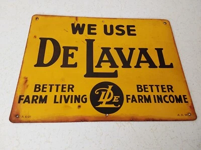 Letrero de hojalata original WE USE DE LAVAL Better Farm Living Better Farm Income Dairy Foto 1 de 4