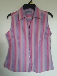 Women Greg Norman Vintage Striped Sleeveless Shirt Sz M - Picture 1 of 3