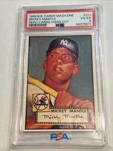 1988 BASEBALL CARDS MAGAZINE 1952 TOPPS MICKEY MANTLE #311 RC PSA 4 RARE LOW POP - Picture 1 of 5