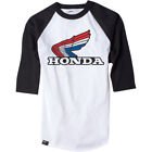 Factory Effex Honda Vintage Raglan T-Shirt (White / Black) Choose Size