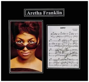 Aretha Franklin Original Autographed Music Sheet Museum Framed Ready to Hang - Picture 1 of 3