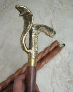 Walking Stick,Wooden Cane,handle in shape of cobra head,Elegent Design - Picture 1 of 10