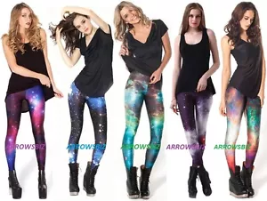 Damen-Mädchen-Krawatte gefärbt kosmisch Galaxy Space Druck Stretch Milchseide Leggings UK Verkäufer - Bild 1 von 19
