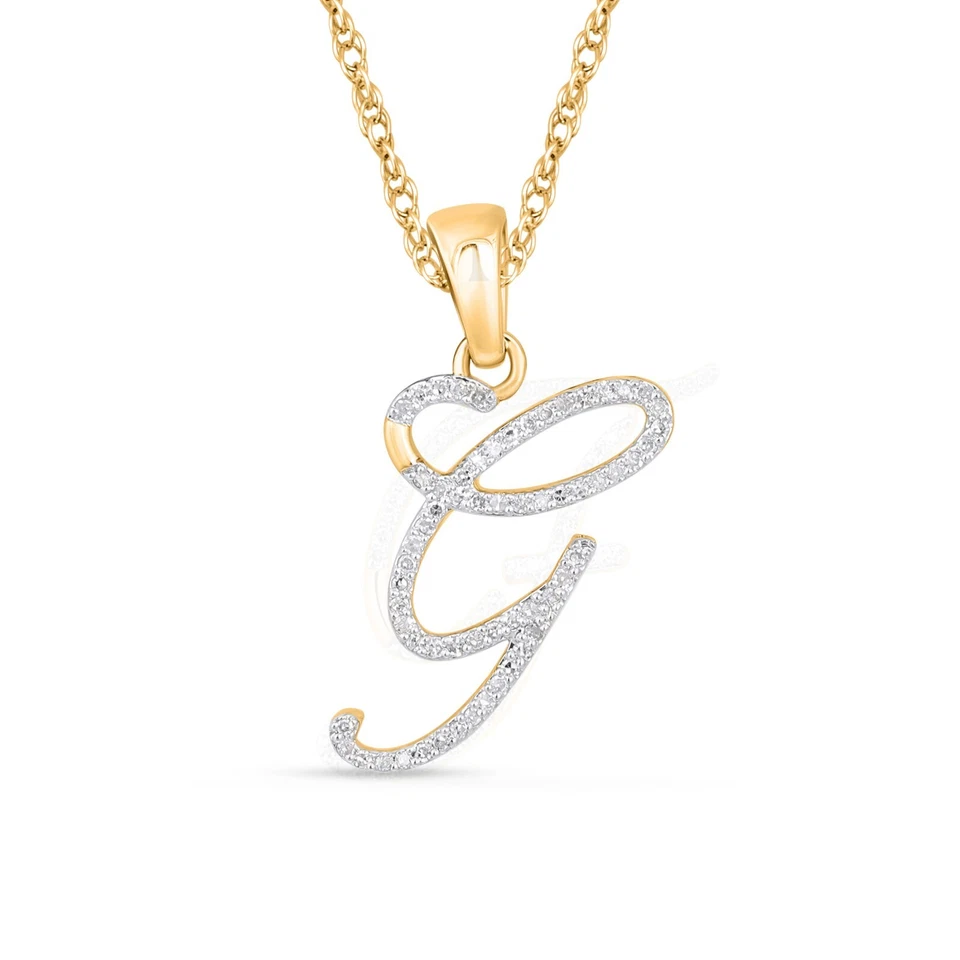 Кулон Cursive Letter-G с натуральным бриллиантом круглой огранки 0,18 карата покрытие желтым золотом 14 карат - Изображение 1 из 1