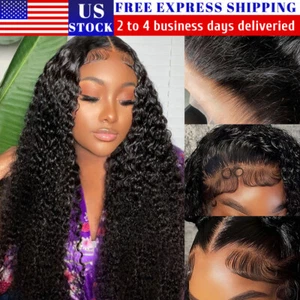 🔥Water Wave Lace Front Wig Human Hair 13×4 Curly HD Lace Frontal Wigs For Women - Picture 1 of 11