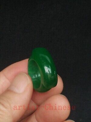 Collection Old Chinese Natural Green Jade Carving Ring Beautiful Gift Decoration • 21.10$